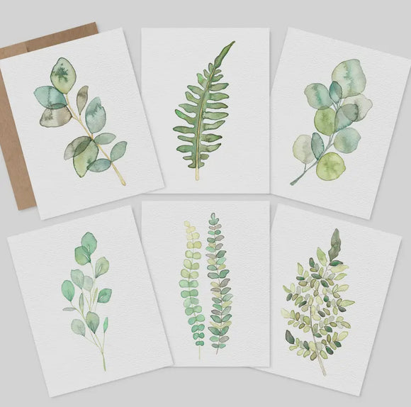 Set of 6 botanical greeting cards