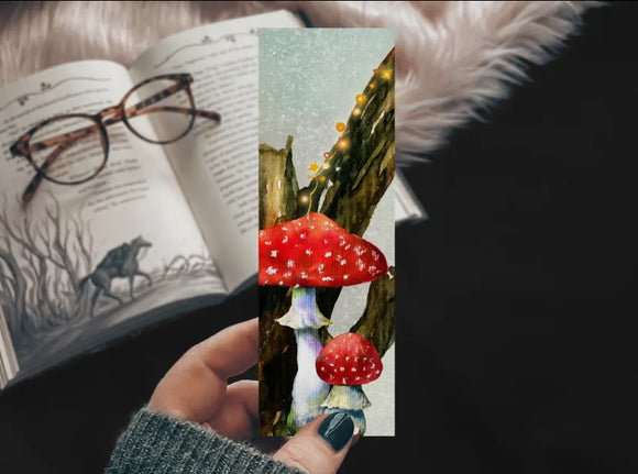 Mushroom and Fairy Lights Bookmark