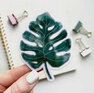 Watercolor monstera sticker