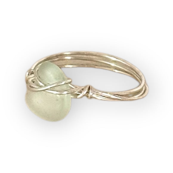 Green Sea Glass Silver Ring