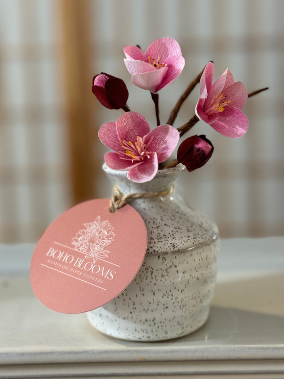 Sakura paper flower bouquet in vase