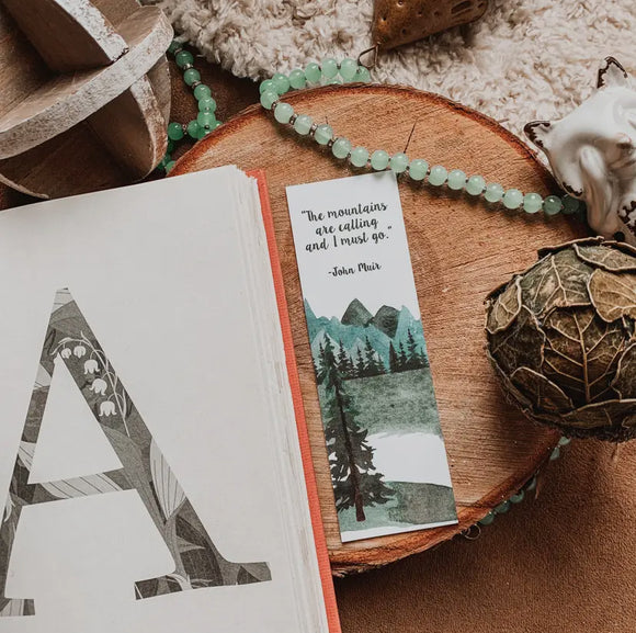 The Mountains are Calling Watercolor Bookmark