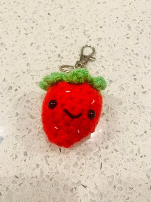 Strawberry Crochet Plushie Keychain