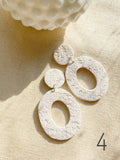 Polymer Clay Hoop Earrings - Mateo (White, Sand)