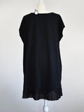 Black and Gold Pinstripe Gauze Trim TShirt Dress with Pockets (One Size)