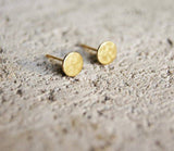 Textured Circles Gold Stud Earrings