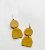 Polymer Clay Earrings  - Elena (Mustard/Speckled White)