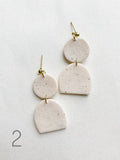 Polymer Clay Earrings  - Elena (Mustard/Speckled White)