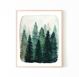 Pine Tree Watercolor Wall Art