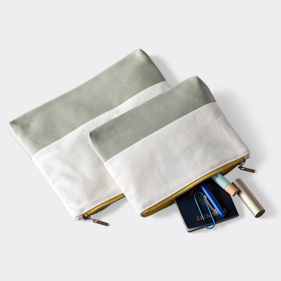 Flat Zipper Pouch - Large and Small Gray Bag