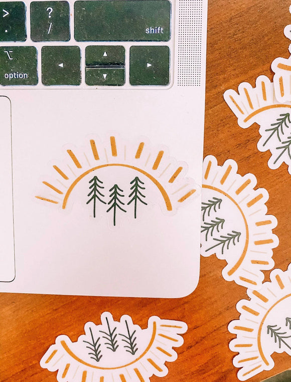 Clear Pine Tree Sun Sticker