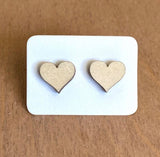 Heart Wood Stud Earrings (Maple)