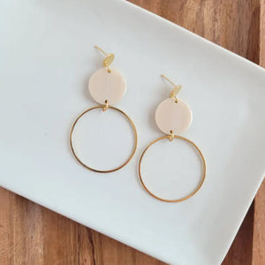 Sadie Earrings - Linen / 18k Gold Plated Lightweight Acrylic