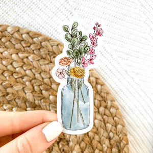 Watercolor Vase with Bouquet Sticker
